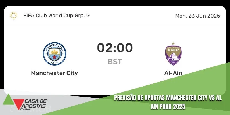 Previsão de apostas Manchester City vs Al Ain